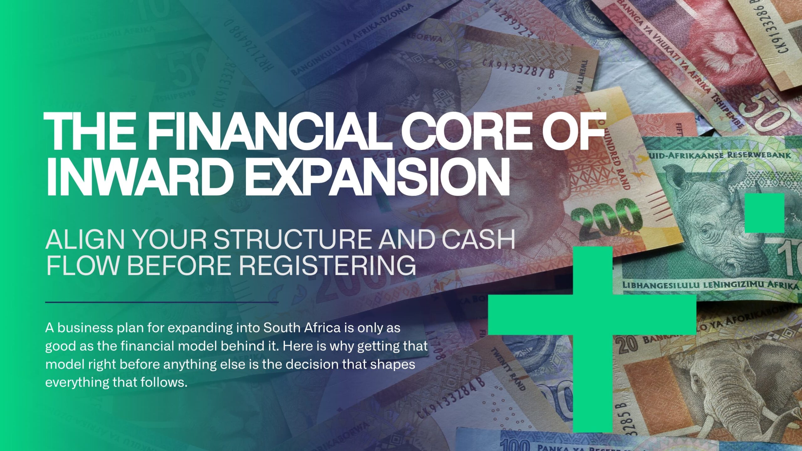 Business team building a financial model and business plan for expanding into South Africa
