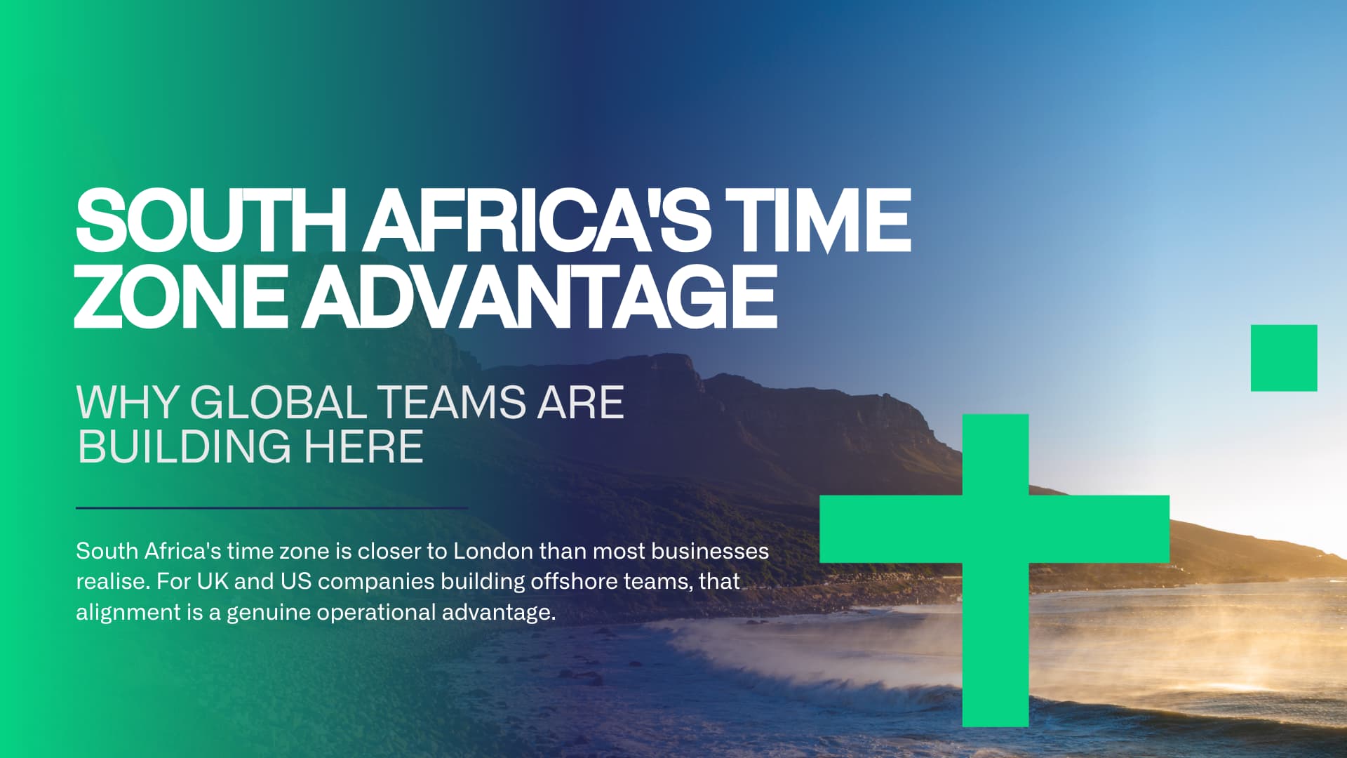 World map showing the South Africa time zone alignment with UK and US business hours